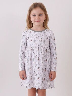 SPECIAL PREMIUM GREEN MALLARD PRINT BAMBOO DRESS GIRLS 5 or 6